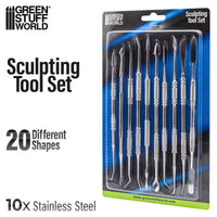 Green Stuff World Hobby Sculpting Tools Wax Carver 10 stainless steel tools in packaging
