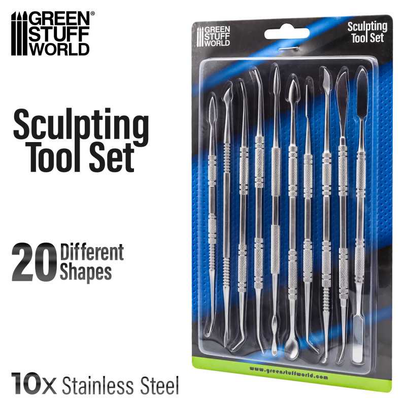 Green Stuff World Hobby Sculpting Tools Wax Carver 10 stainless steel tools in packaging