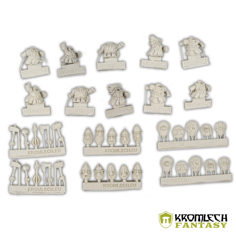 Kromlech Hospodars Warriors unpainted resin parts: ten bodies, heads, shields and weapon sprues