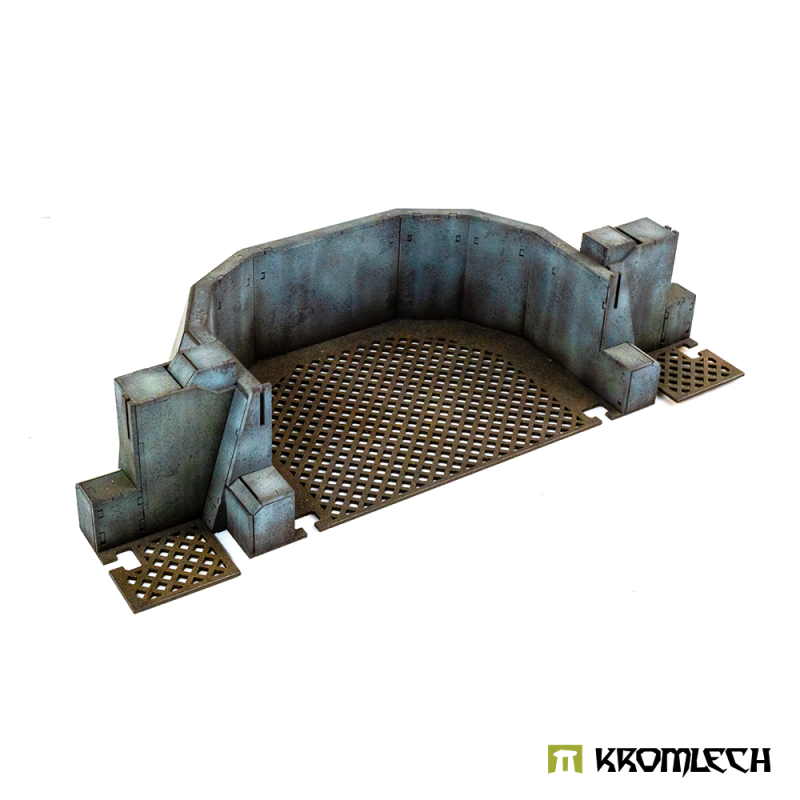 Inside the Imperatoris Tank Defense Position: U-shaped wall around a grated floor