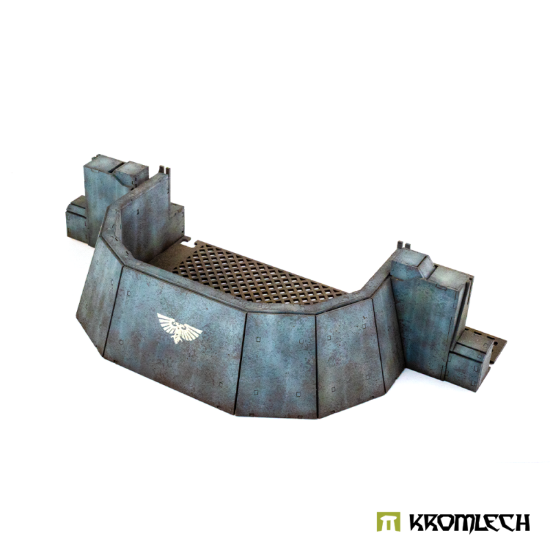 The blue-grey Imperatoris Tank Defense Position from the other front corner