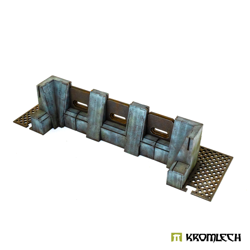 Kromlech Imperial Defense Line 90° Inner Wall, painted: two inner corners joined by a straight section