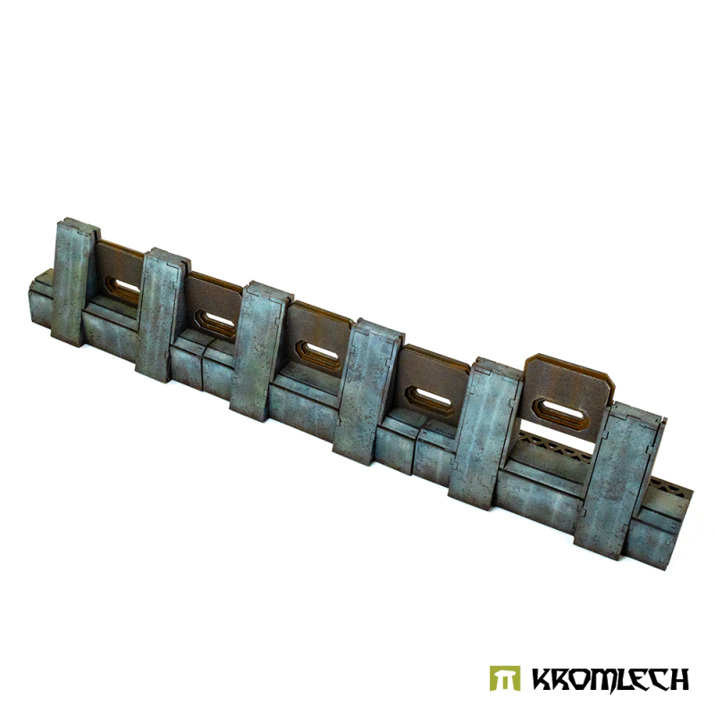 Kromlech Imperial Defense Line Straight Wall, painted: three sections joined in one long run