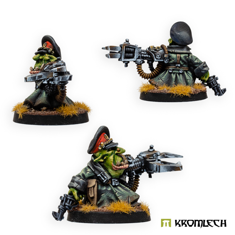 Kromlech Goblin Commander Kurz von Niedrig painted, seen from the side, the back and three-quarter front