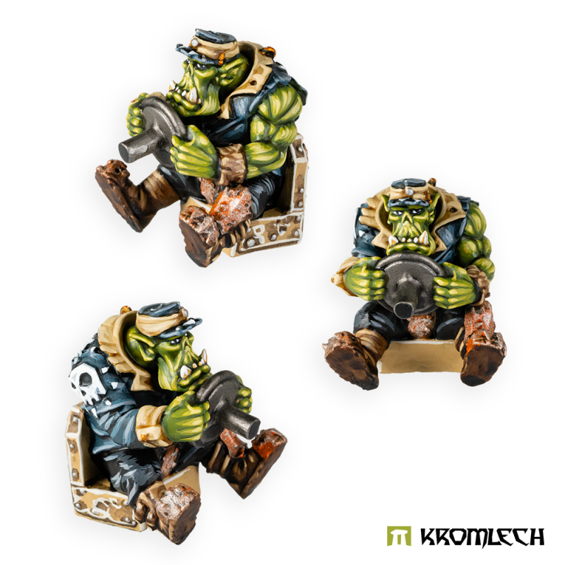 Kromlech Orc Greatcoat Driver painted, three more views of the seated driver