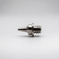Iwata 0.3mm fluid nozzle IWS-7044 for Revolution M1 front view showing bore and hex profile - Hobby Heaven