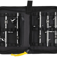  Iwata Zipper Case IWCL-500-EMPTY shown with six airbrushes stored securely inside.

