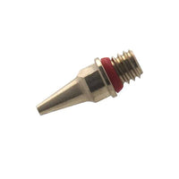 Iwata N5 0.5mm nozzle IWN-0802 with factory-fitted o-ring showing thread and bore detail

