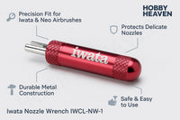 Iwata Nozzle Wrench IWCL-NW-1 with features – durable metal, protects delicate nozzles
