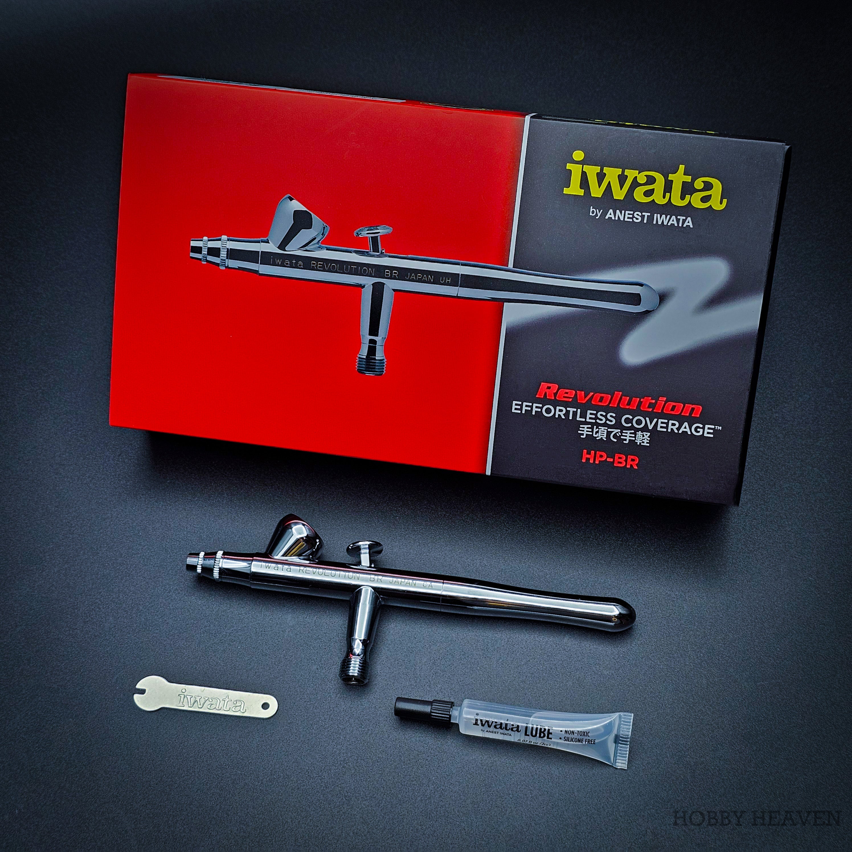 Complete Iwata Revolution BR HP-BR set with airbrush, box, lube and spanner