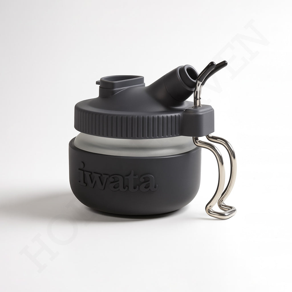 Iwata Spray Out Pot airbrush cleaning jar with universal hanger – 300ml glass container for safe and mess-free airbrush cleaning