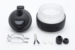 Iwata airbrush cleaning pot disassembled – 300ml glass jar, lid, hanger, filters, airbrush stand parts included