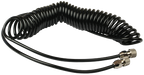 Iwata IWH-CV-10 coiled airbrush hose on white background, showing the full coil with chrome fittings at each end
