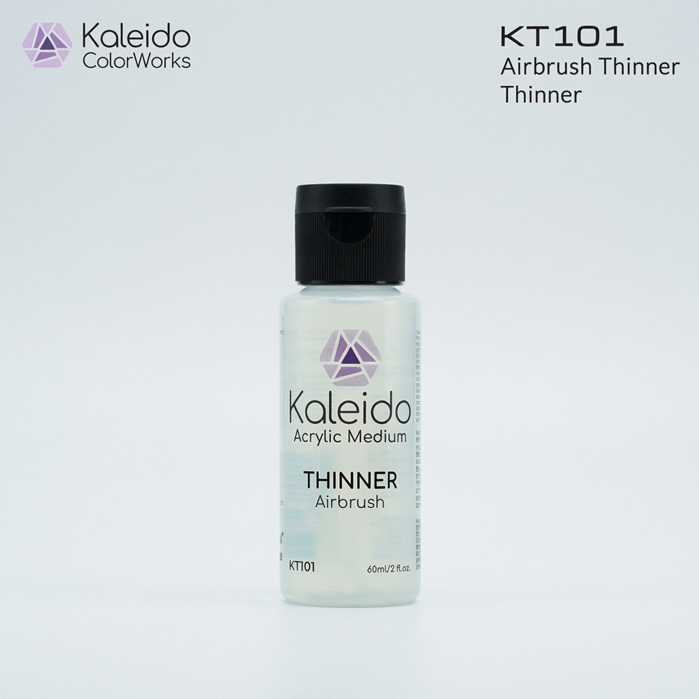 Kaleido Colorworks KT101 airbrush thinner 60ml bottle front view on light background with branding