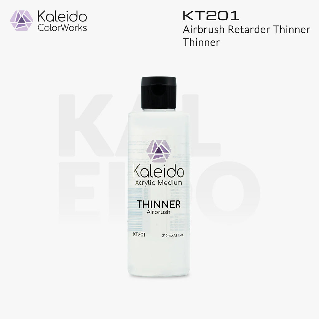 Kaleido Colorworks KT201 airbrush thinner 210ml bottle front view on white background with branding