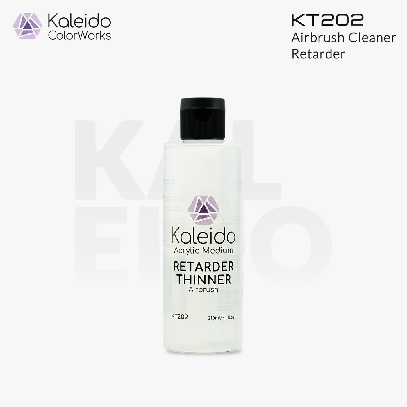 Kaleido Colorworks KT202 retarder thinner 210ml bottle front view on white background with branding