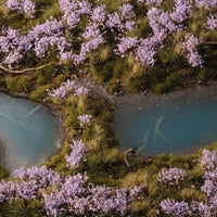 Gamers Grass Lavender Flowers tufts applied to a diorama with water and vegetation