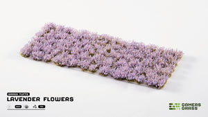 Close-up of Gamers Grass Lavender Flowers tufts sheet, 6mm, 75 pieces