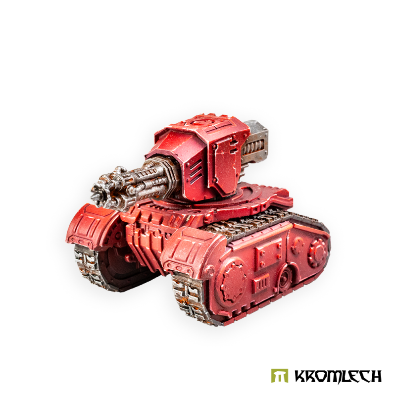 Kromlech Legionary Heavy Weapon Platform with Annihilation Beamer painted red, three-quarter view