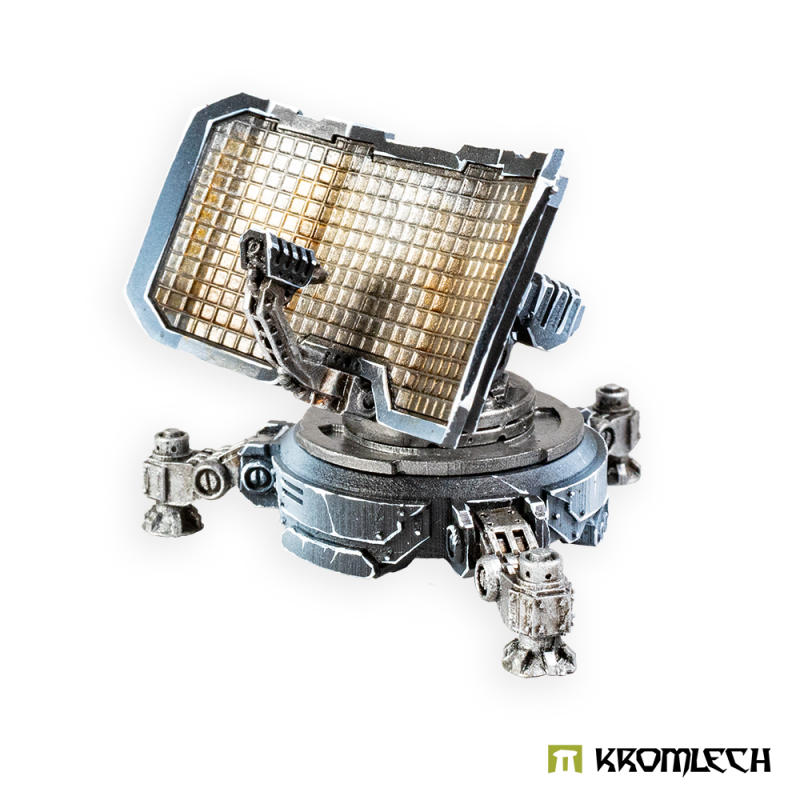 Kromlech Legionary Remote Radar painted in steel blue, the gridded screen raised on its mount