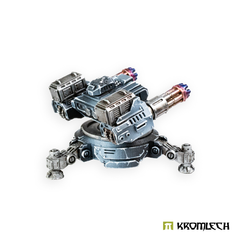 Painted Twin Minigun sentry gun from the side and rear