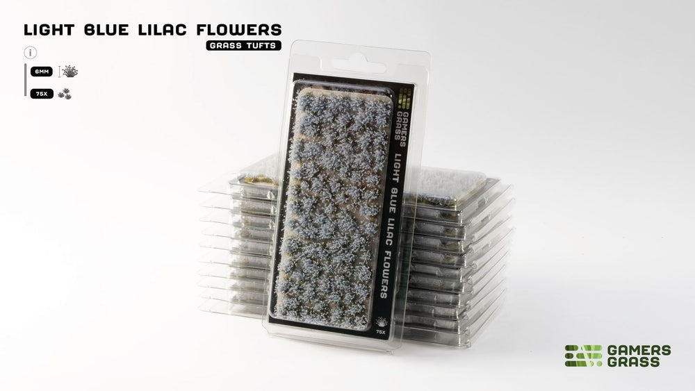 GamersGrass Light Blue Lilac Flowers – 6mm Self-Adhesive Grass Tufts (75x)