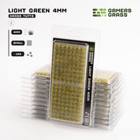 Gamers Grass Light Green 4mm - Small Tufts packaging, featuring fresh spring meadow and young grass imagery
