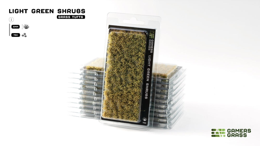Gamers Grass Light Green Shrubs blister pack 6mm tufts for scale models and dioramas