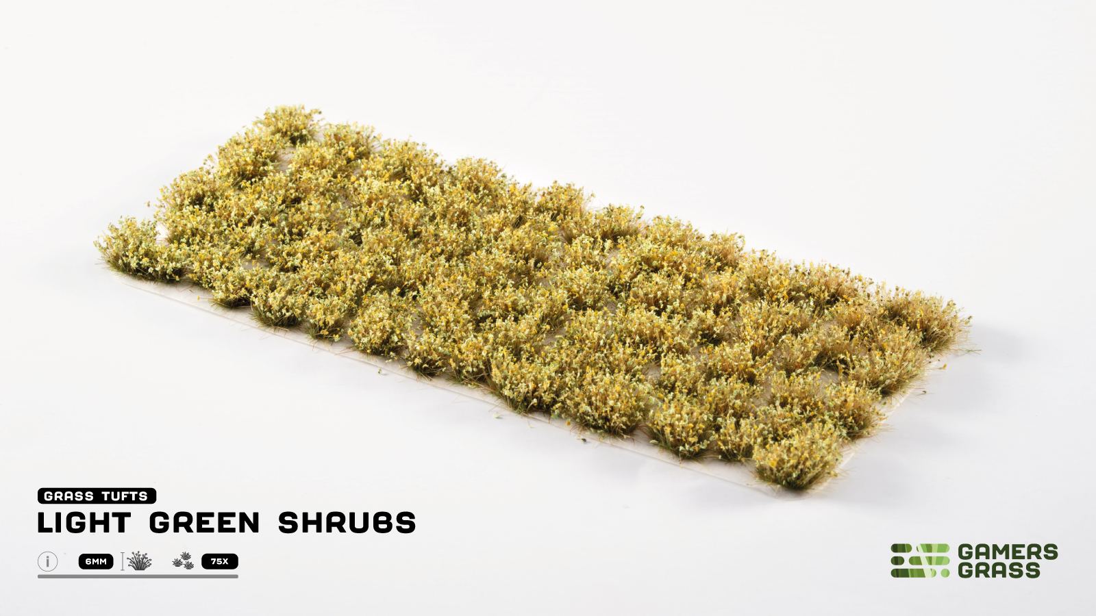 Gamers Grass Light Green Shrubs sheet with 75 tufts for hobby figures and terrain building