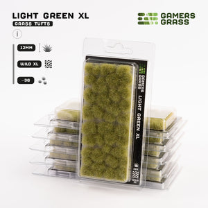 Gamers Grass Light Green XL 12mm - Wild XL Tufts packaging, featuring diverse meadow and prairie imagery