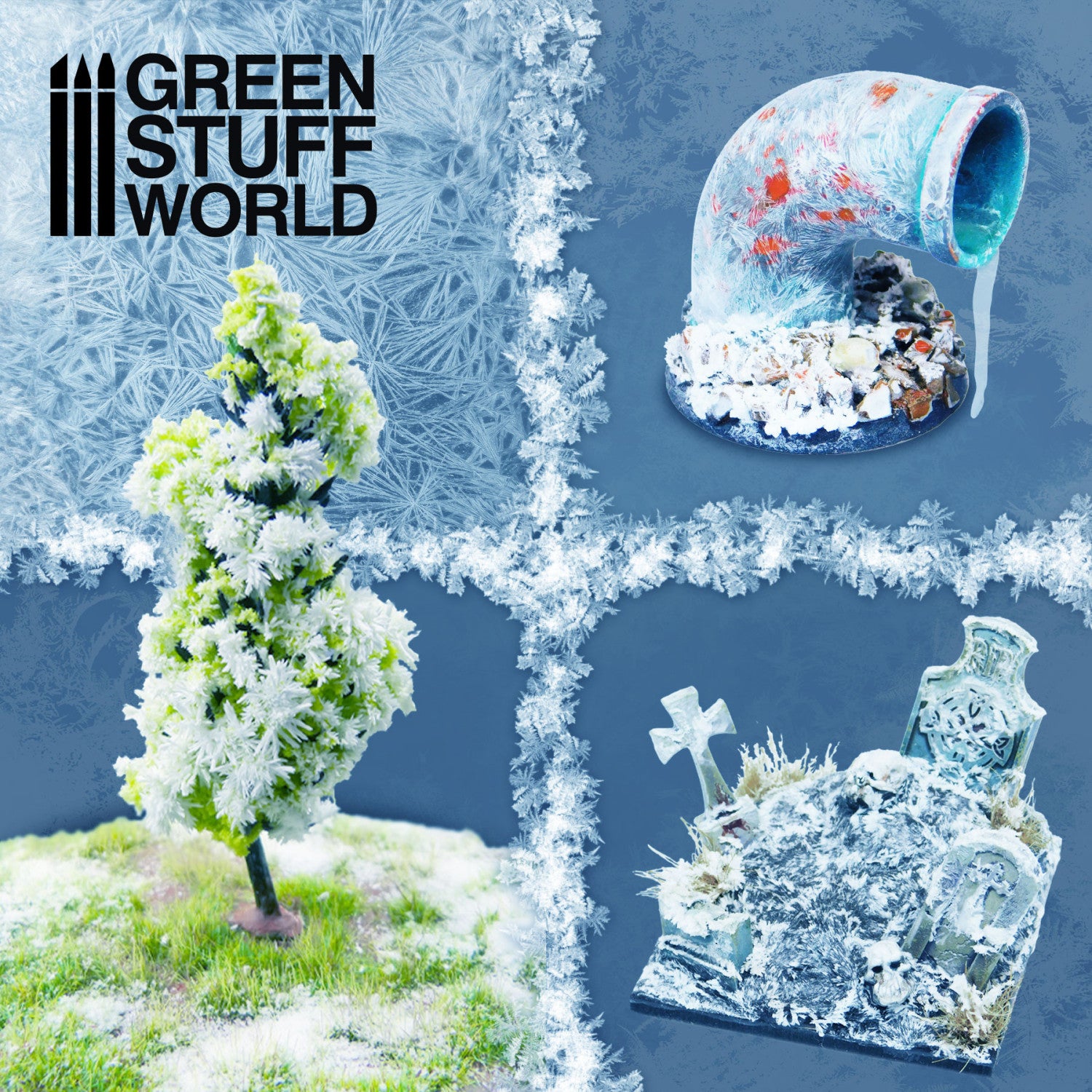 Liquid Frost ice crystal effect on miniature base and terrain
