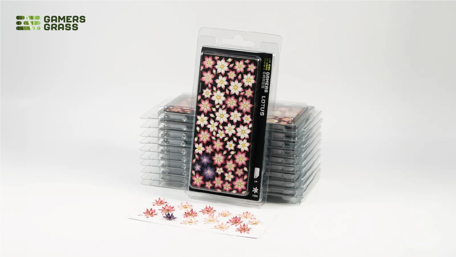 Gamers Grass Lotus Flower GGLP-LF blister pack with assembled pink and white lotus blooms displayed in front