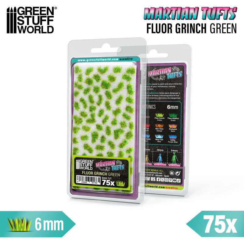 Green Stuff World Martian Fluor Tufts 6 mm – Neon Alien Grass Range (Choose Colour) – 75 Self-Adhesive Tufts