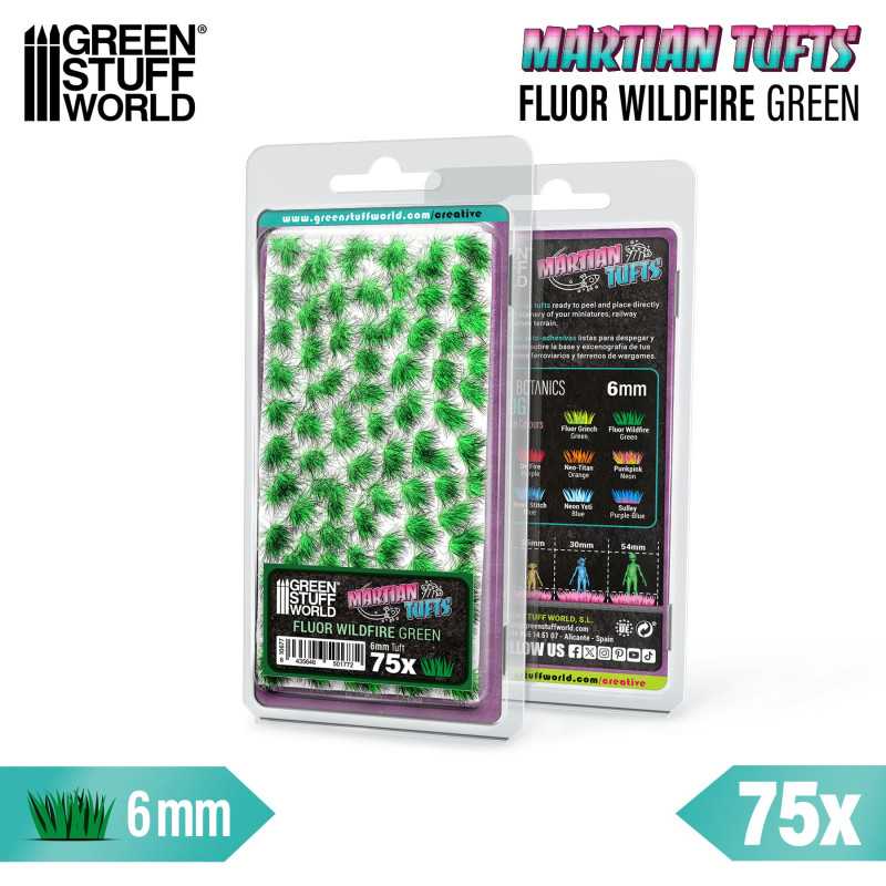 Green Stuff World Martian Fluor Tufts 6 mm – Neon Alien Grass Range (Choose Colour) – 75 Self-Adhesive Tufts