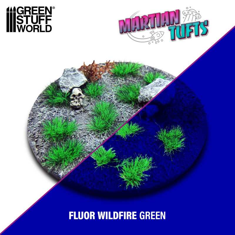 Green Stuff World Martian Fluor Tufts 6 mm – Neon Alien Grass Range (Choose Colour) – 75 Self-Adhesive Tufts