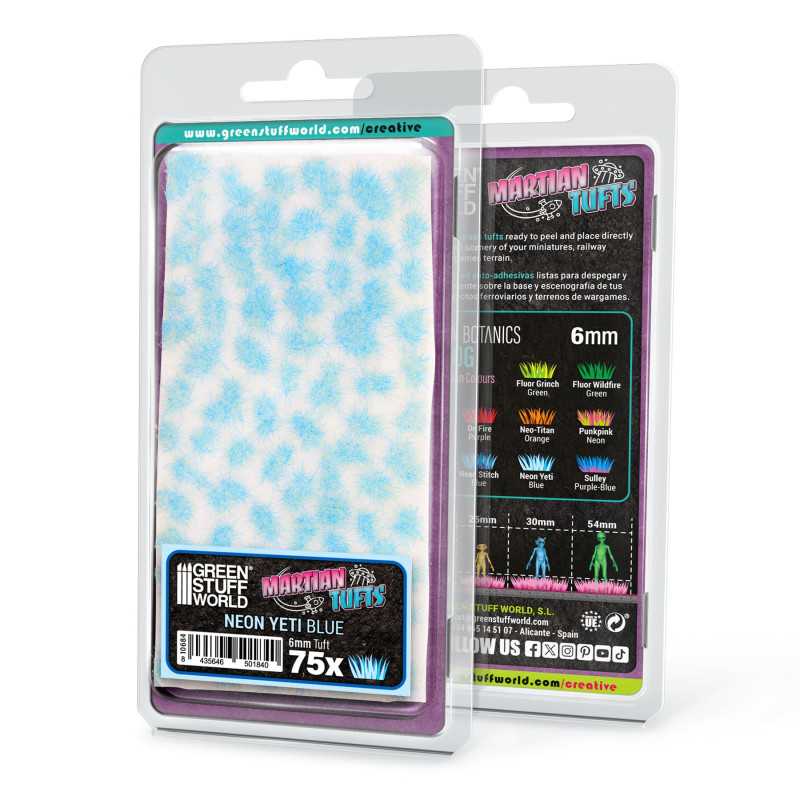 Green Stuff World Martian Fluor Tufts 6 mm – Neon Alien Grass Range (Choose Colour) – 75 Self-Adhesive Tufts