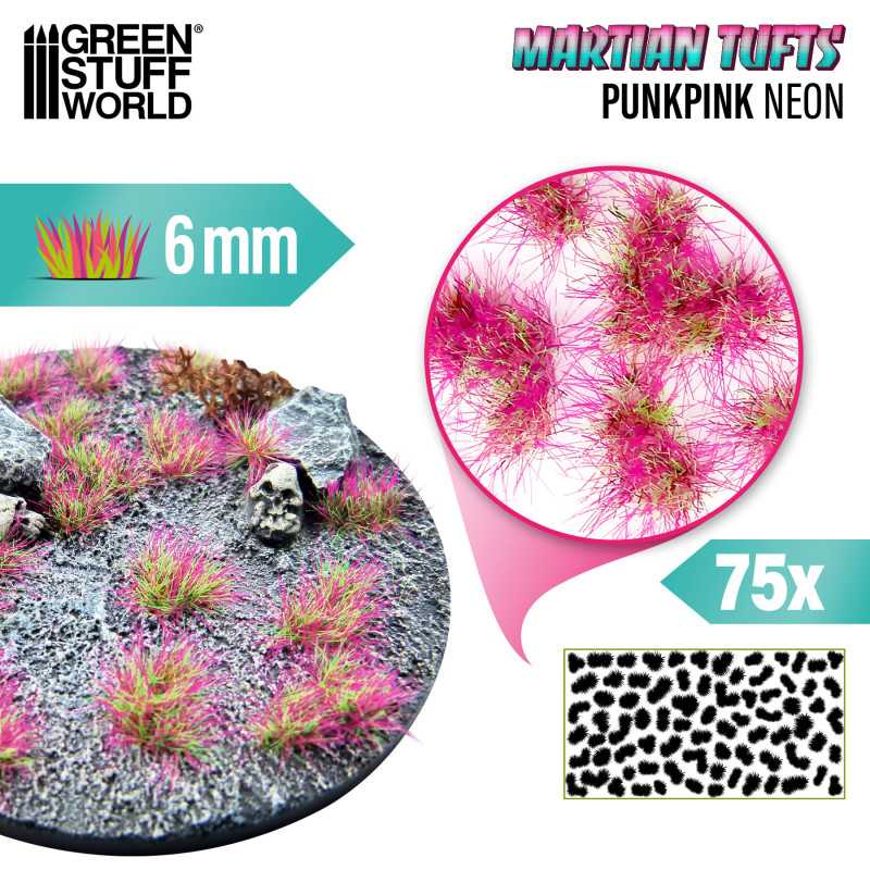 Green Stuff World Martian Fluor Tufts 6 mm – Neon Alien Grass Range (Choose Colour) – 75 Self-Adhesive Tufts