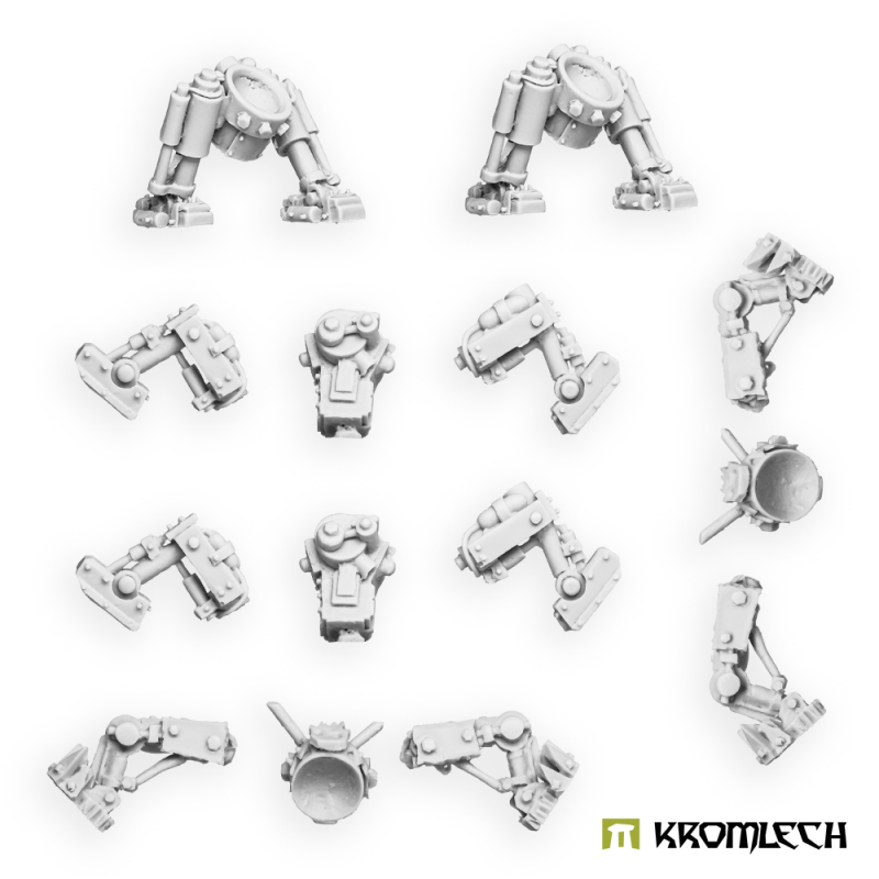 The leg parts in pale grey resin: two cast walker units, separate legs and hip sockets