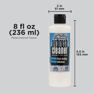 Medea Iwata Airbrush Cleaner 8oz front bottle view with size dimensions