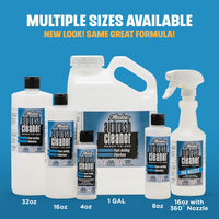 Full Medea Iwata Airbrush Cleaner product range in multiple sizes from 4oz to 1 gallon