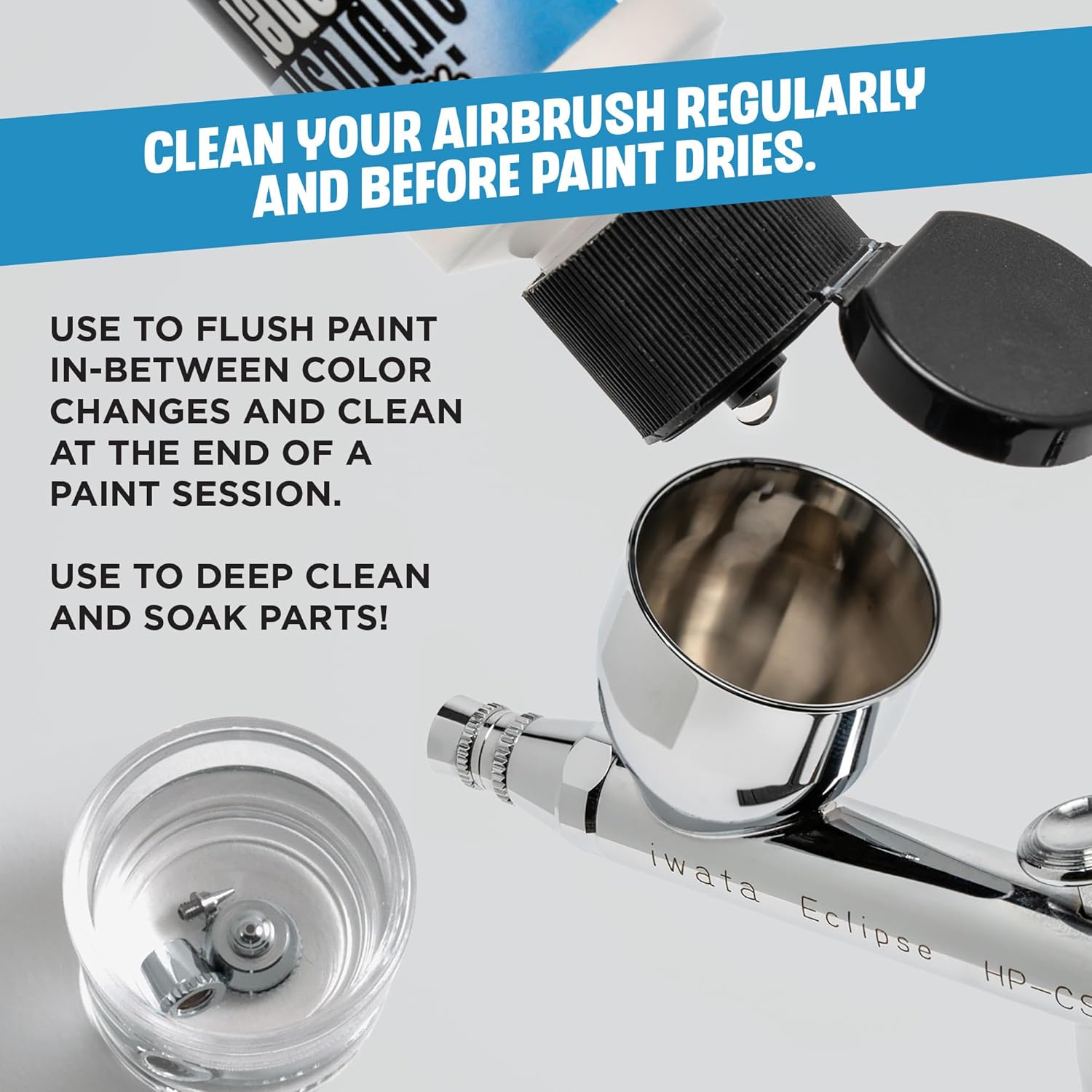 How to use Medea Iwata Airbrush Cleaner for flushing and deep cleaning airbrush parts