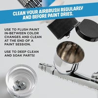 How to use Medea Iwata Airbrush Cleaner for flushing and deep cleaning airbrush parts

