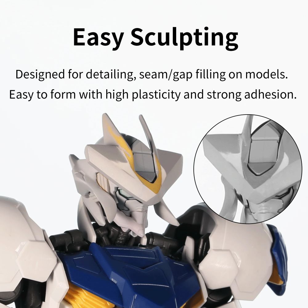 DSPIAE panel Easy Sculpting: robot model head with a putty-sculpted detail shown in a close-up circle
