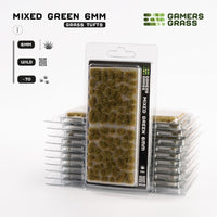 Gamers Grass Mixed Green 6mm - Wild Tufts packaging, displaying product details and Mediterranean-inspired grass imagery
