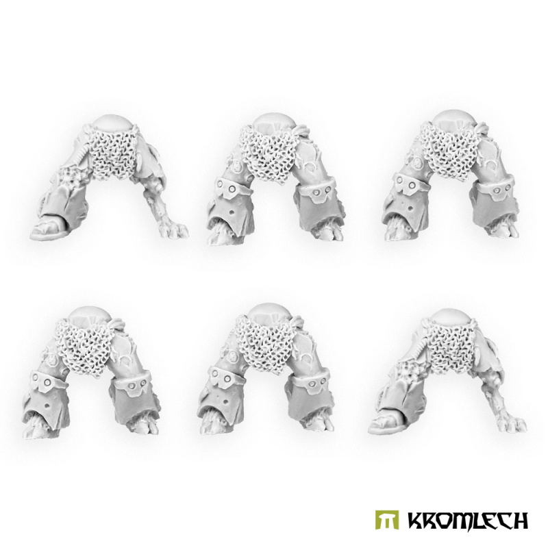 Render of the six Morbid Legionary leg sets in grey: three sculpts, two of each