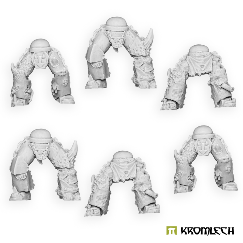Render of the six Morbid Praetorian leg sets in grey: three sculpts, two of each