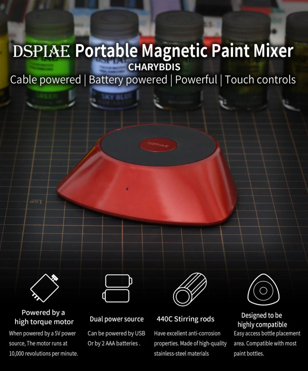 DSPIAE poster for the standard MS-01 Charybdis portable mixer, cable or battery powered, not the LE