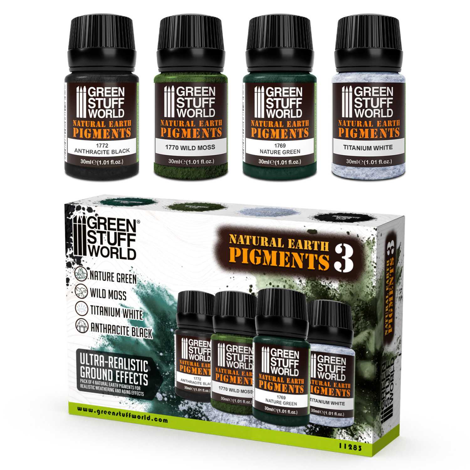 Green Stuff World Natural Earth Pigments Set No. 3 – 4×30ml