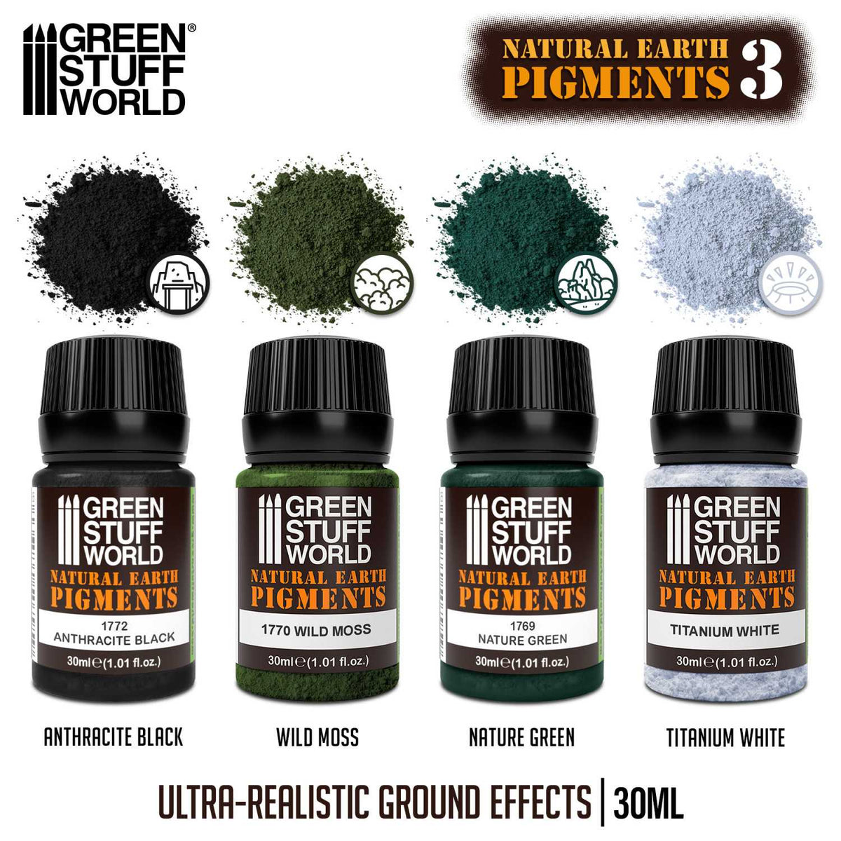Green Stuff World Natural Earth Pigments Set No. 3 – 4×30ml