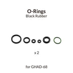 Gaahleri contents card: six black rubber o-rings in five sizes plus one green ring, for GHAD-68, marked x 2